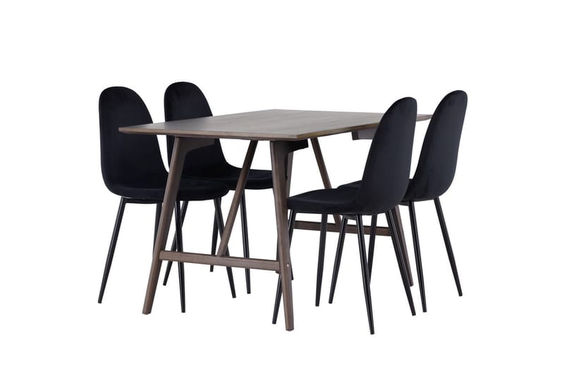 Rektangulär matgrupp Venture Home Svart Mörkbrun 4st - Mørkebrun - Møbler - Bord - Spisegrupper