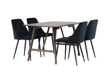 Rektangulär matgrupp Venture Home Svart Mörkbrun 4st - Møbler - Bord - Spisegrupper