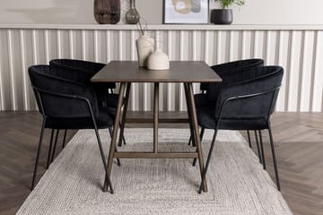 Rektangulär matgrupp Venture Home Svart Mörkbrun 4st - Møbler - Bord - Spisegrupper
