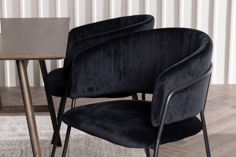 Rektangulär matgrupp Venture Home Svart Mörkbrun 4st - Møbler - Bord - Spisegrupper
