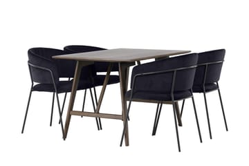 Rektangulär matgrupp Venture Home Svart Mörkbrun 4st - Møbler - Bord - Spisegrupper
