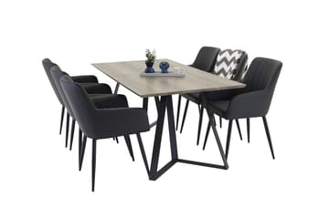 Rektangulär matgrupp Venture Home Svart Natur 6st - Møbler - Bord - Spisegrupper