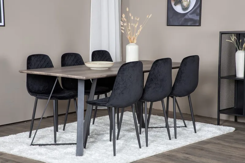Rektangulär matgrupp Venture Home Svart Natur 6st
