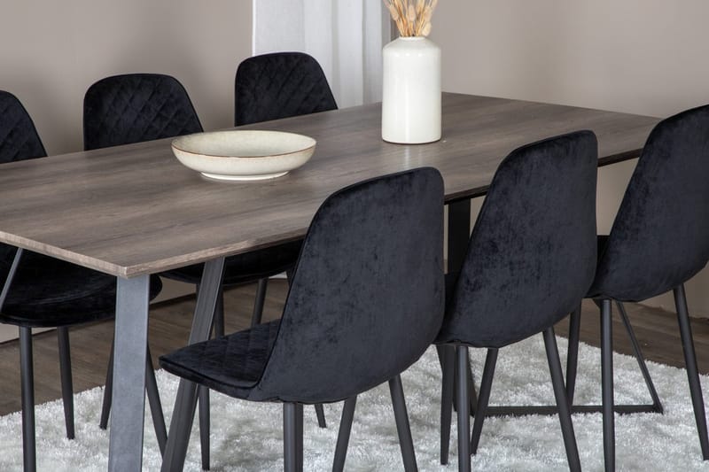 Rektangulär matgrupp Venture Home Svart Natur 6st - Møbler - Bord - Spisegrupper