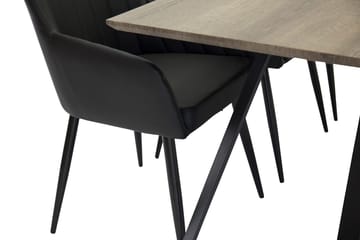 Rektangulär matgrupp Venture Home Svart Natur 6st - Møbler - Bord - Spisegrupper