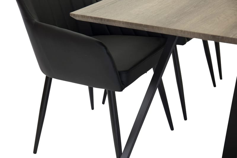 Rektangulär matgrupp Venture Home Svart Natur 6st - Møbler - Bord - Spisegrupper