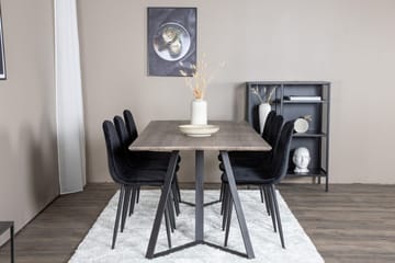 Rektangulär matgrupp Venture Home Svart Natur 6st - Møbler - Bord - Spisegrupper