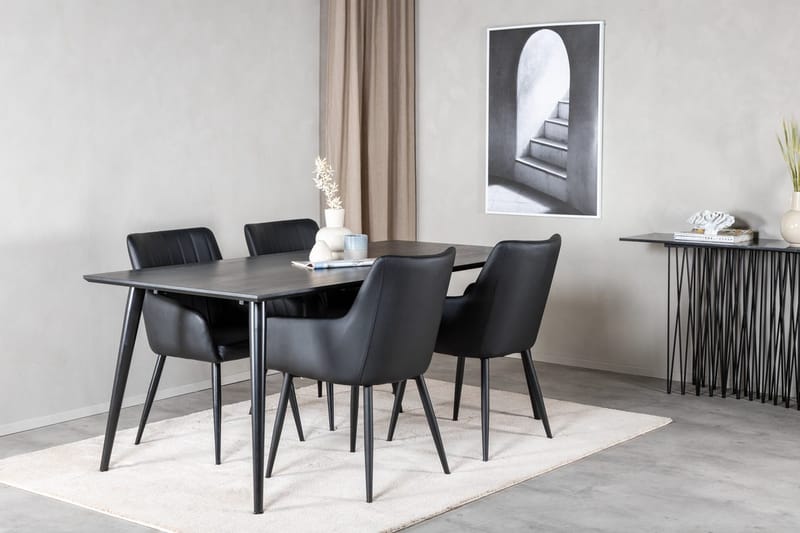 Rektangulär matgrupp Venture Home Svart Svart 4st
