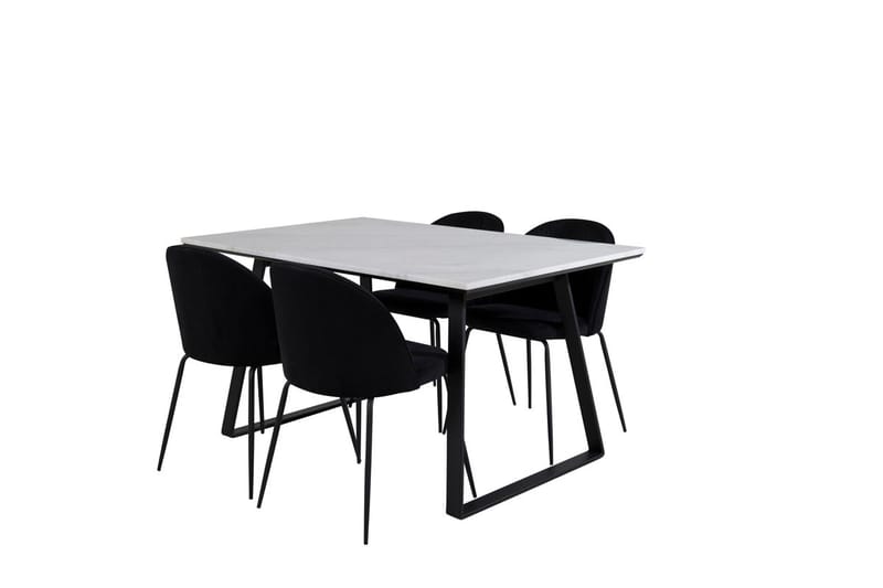 Rektangulär matgrupp Venture Home Svart Svart 4st - Møbler - Bord - Spisegrupper