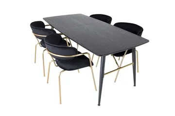 Rektangulär matgrupp Venture Home Svart Svart 4st - Møbler - Bord - Spisegrupper
