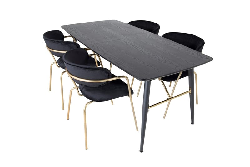 Rektangulär matgrupp Venture Home Svart Svart 4st - Møbler - Bord - Spisegrupper