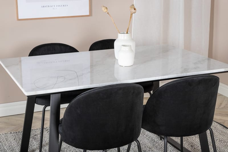 Rektangulär matgrupp Venture Home Svart Svart 4st - Møbler - Bord - Spisegrupper