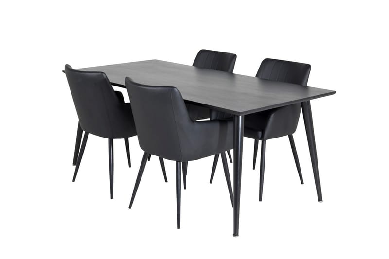 Rektangulär matgrupp Venture Home Svart Svart 4st - Møbler - Bord - Spisegrupper