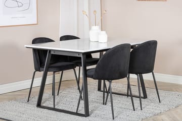 Rektangulär matgrupp Venture Home Svart Svart 4st - Møbler - Bord - Spisegrupper