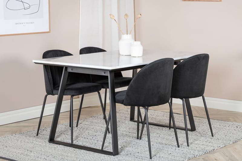 Rektangulär matgrupp Venture Home Svart Svart 4st