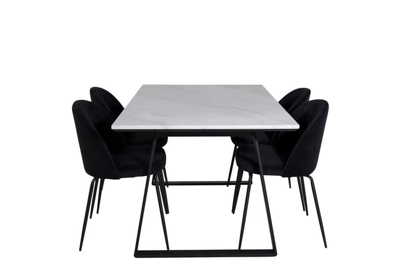 Rektangulär matgrupp Venture Home Svart Svart 4st - Møbler - Bord - Spisegrupper