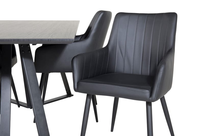 Rektangulär matgrupp Venture Home Svart Svart 4st - Møbler - Bord - Spisegrupper