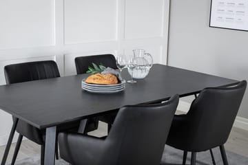 Rektangulär matgrupp Venture Home Svart Svart 4st - Møbler - Bord - Spisegrupper
