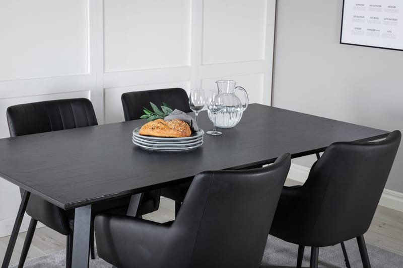 Rektangulär matgrupp Venture Home Svart Svart 4st - Møbler - Bord - Spisegrupper