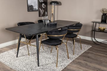 Rektangulär matgrupp Venture Home Svart Svart 4st - Møbler - Bord - Spisegrupper