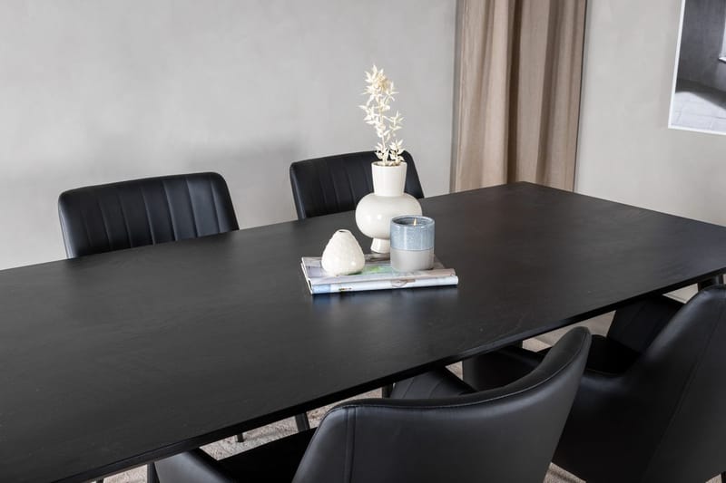 Rektangulär matgrupp Venture Home Svart Svart 4st - Møbler - Bord - Spisegrupper