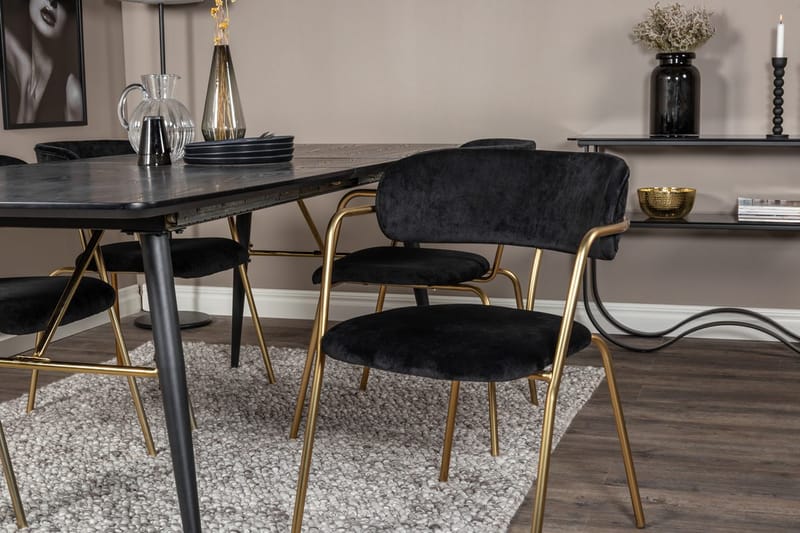 Rektangulär matgrupp Venture Home Svart Svart 4st - Møbler - Bord - Spisegrupper