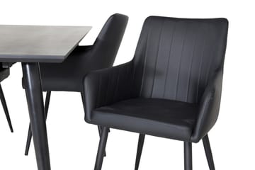 Rektangulär matgrupp Venture Home Svart Svart 4st - Møbler - Bord - Spisegrupper