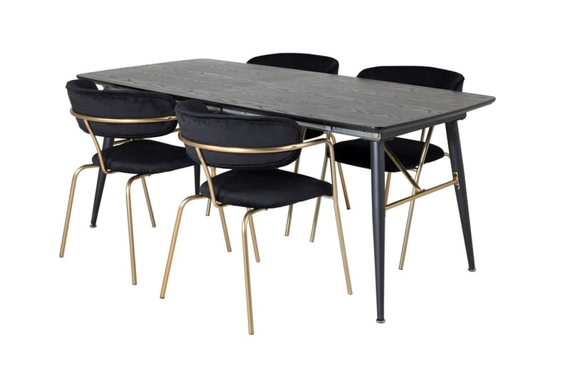 Rektangulär matgrupp Venture Home Svart Svart 4st - Møbler - Bord - Spisegrupper