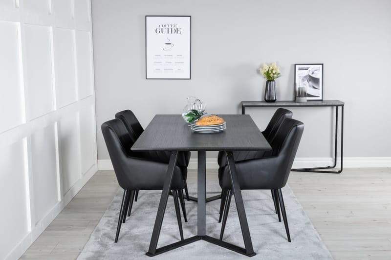 Rektangulär matgrupp Venture Home Svart Svart 4st - Møbler - Bord - Spisegrupper