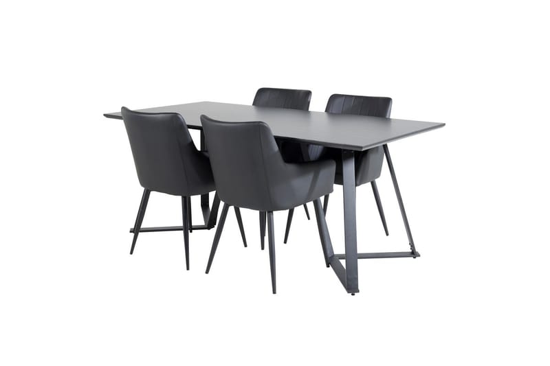Rektangulär matgrupp Venture Home Svart Svart 4st - Møbler - Bord - Spisegrupper