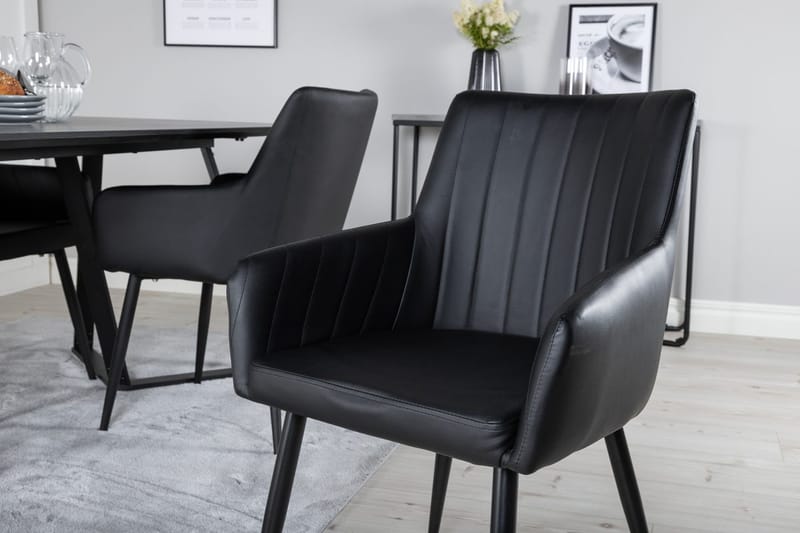 Rektangulär matgrupp Venture Home Svart Svart 4st - Møbler - Bord - Spisegrupper