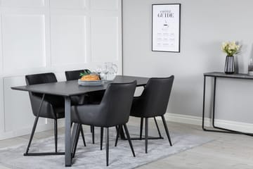 Rektangulär matgrupp Venture Home Svart Svart 4st - Møbler - Bord - Spisegrupper