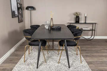Rektangulär matgrupp Venture Home Svart Svart 4st - Møbler - Bord - Spisegrupper