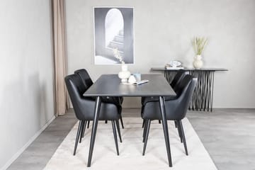 Rektangulär matgrupp Venture Home Svart Svart 4st - Møbler - Bord - Spisegrupper