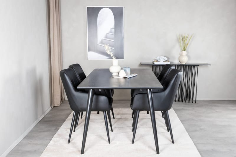 Rektangulär matgrupp Venture Home Svart Svart 4st - Møbler - Bord - Spisegrupper