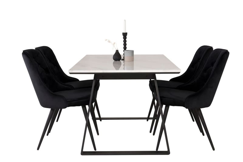 Rektangulär matgrupp Venture Home Svart Svart 4st - Møbler - Bord - Spisegrupper