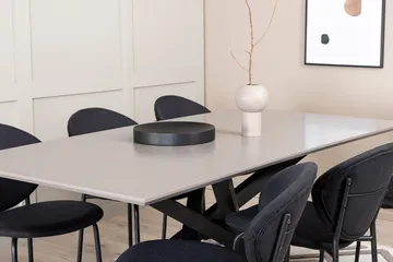 Rektangulär matgrupp Venture Home Svart Svart 6st - Møbler - Bord - Spisegrupper