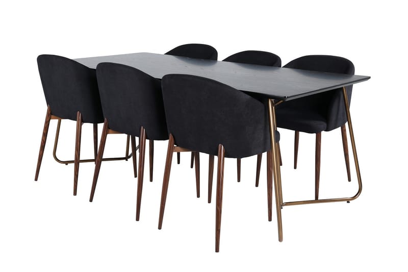 Rektangulär matgrupp Venture Home Svart Svart 6st - Møbler - Bord - Spisegrupper