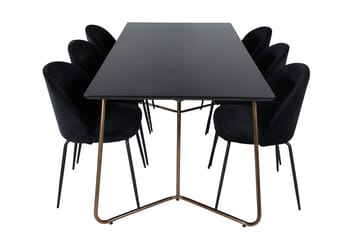 Rektangulär matgrupp Venture Home Svart Svart 6st - Møbler - Bord - Spisegrupper
