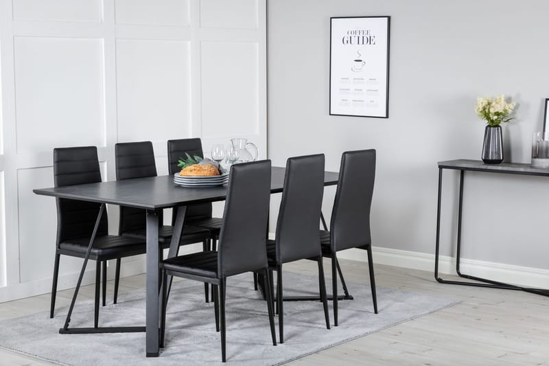 Rektangulär matgrupp Venture Home Svart Svart 6st
