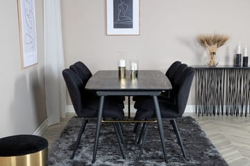 Rektangulär matgrupp Venture Home Svart Svart 6st - Møbler - Bord - Spisegrupper