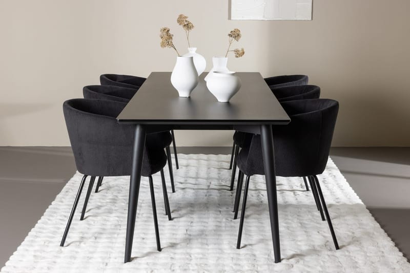 Rektangulär matgrupp Venture Home Svart Svart 6st