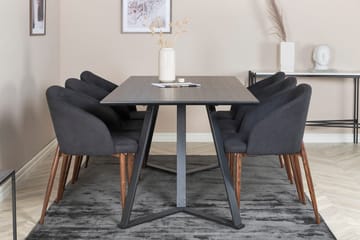Rektangulär matgrupp Venture Home Svart Svart 6st - Møbler - Bord - Spisegrupper