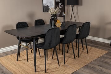 Rektangulär matgrupp Venture Home Svart Svart 6st - Møbler - Bord - Spisegrupper
