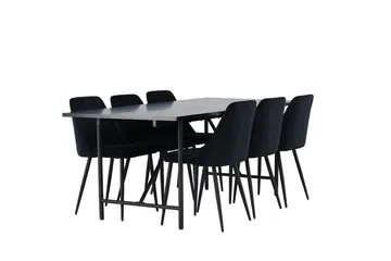 Rektangulär matgrupp Venture Home Svart Svart 6st - Møbler - Bord - Spisegrupper