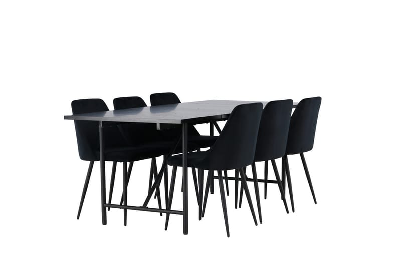 Rektangulär matgrupp Venture Home Svart Svart 6st - Møbler - Bord - Spisegrupper