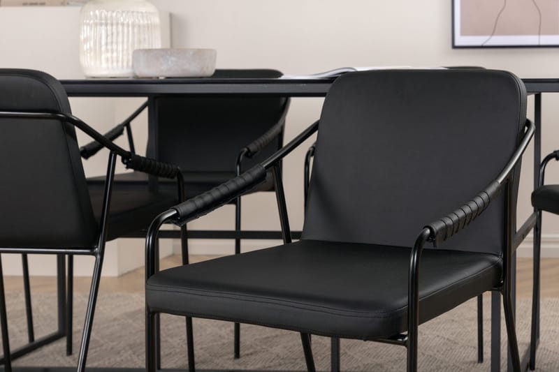 Rektangulär matgrupp Venture Home Svart Svart 6st - Møbler - Bord - Spisegrupper