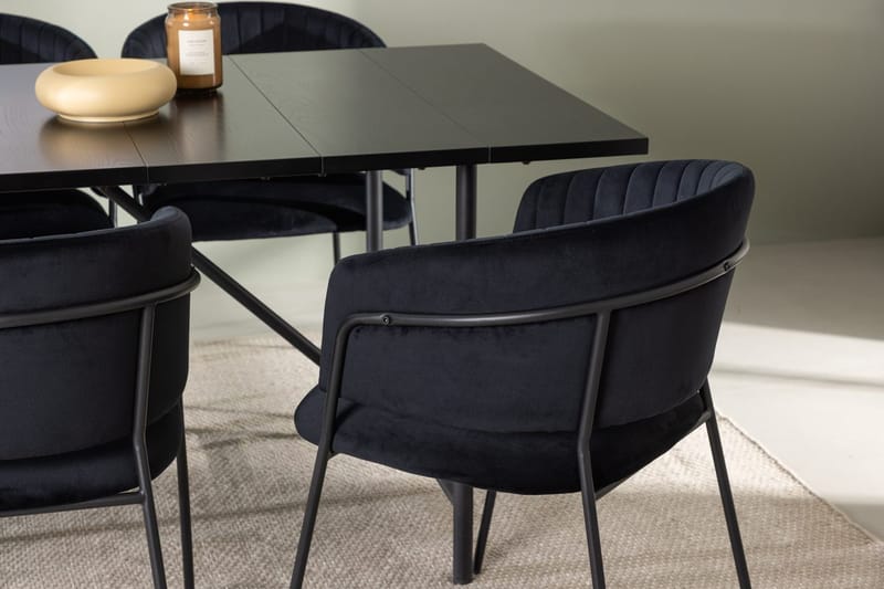 Rektangulär matgrupp Venture Home Svart Svart 6st - Møbler - Bord - Spisegrupper