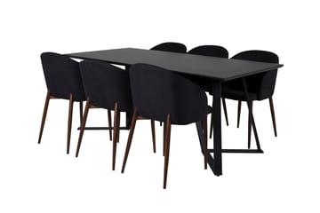 Rektangulär matgrupp Venture Home Svart Svart 6st - Møbler - Bord - Spisegrupper