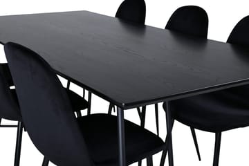 Rektangulär matgrupp Venture Home Svart Svart 6st - Møbler - Bord - Spisegrupper